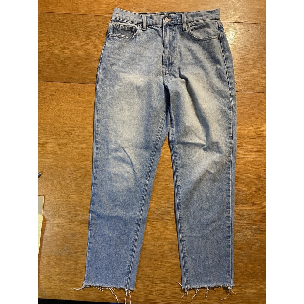 Lucky Brand Jeans Womens 6/28 Blue Cotton Blend Denim Straight *Altered Cut Hem‎